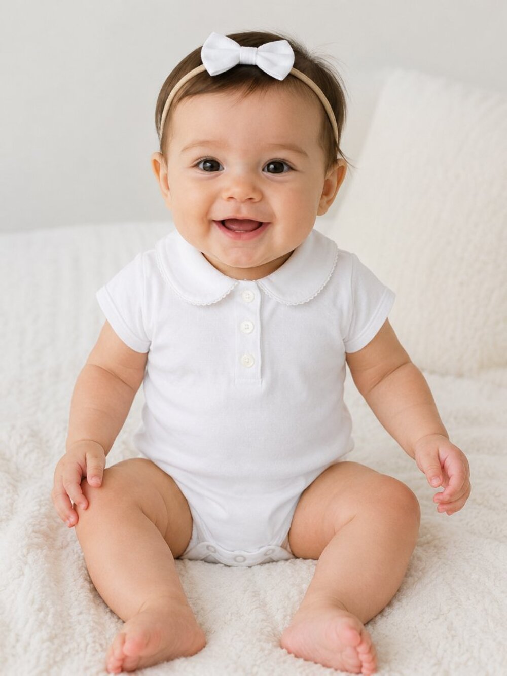 b. Bella Bliss Solid Collared Short Sleeve Polo Shirt Onesie Bodysuit Top Girls